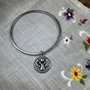 Silver Tone Angel Wings Bangle Bracelet